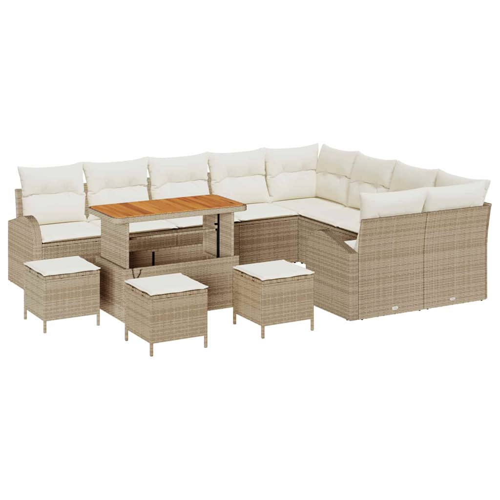 Set Divano da Giardino con cuscino 13 pcs Beige e Crema