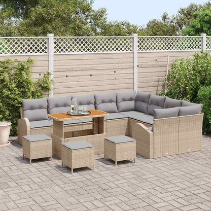 Set Divano da Giardino con cuscino 13 pcs Beige e Grigio Chiaro