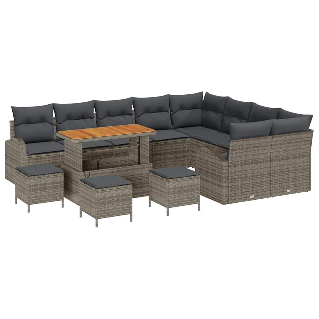 Set Divano da Giardino con cuscino con cuscino 13 pcs Grigio