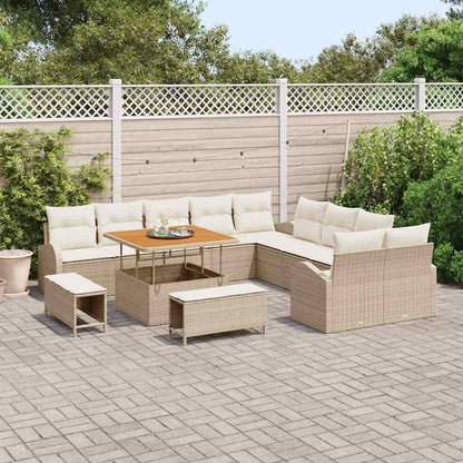 Set Divano da Giardino con cuscino 13 pcs Beige e Crema
