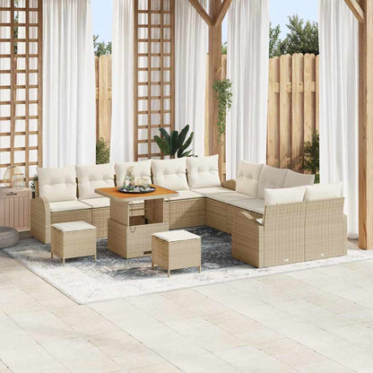 Set Divano da Giardino con cuscino 13 pcs Beige e Crema