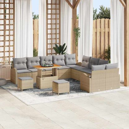 Set Divano da Giardino con cuscino 13 pcs Beige e Grigio Chiaro