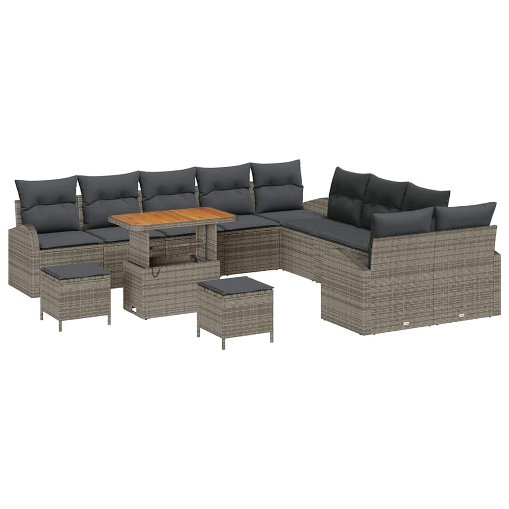 Set Divano da Giardino con cuscino con cuscino 13 pcs Grigio