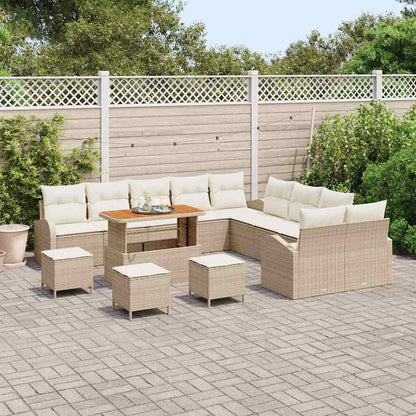 Set Divano da Giardino con cuscino 14 pcs Beige e Crema