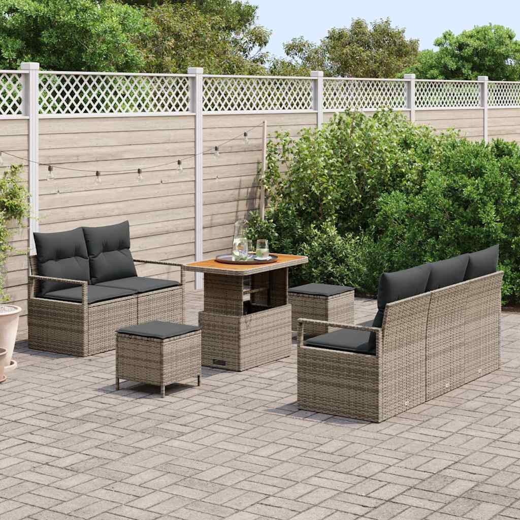 Set Divano da Giardino con cuscino con cuscino 8 pcs Grigio