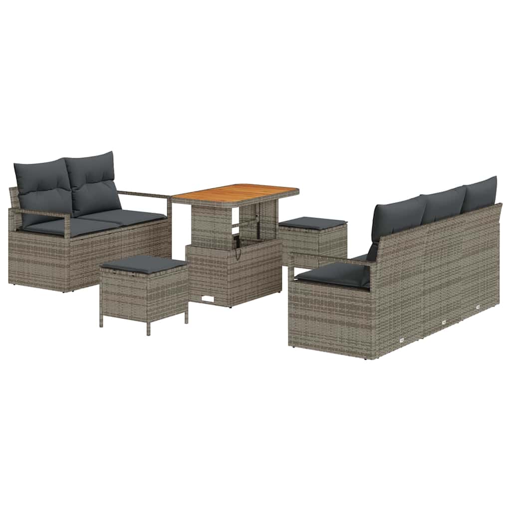 Set Divano da Giardino con cuscino con cuscino 8 pcs Grigio