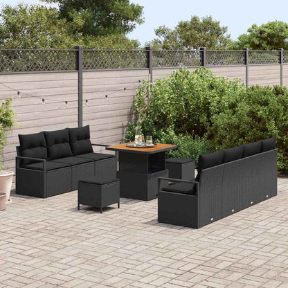 Set Divano da Giardino con cuscino con cuscino 10 pcs Nero