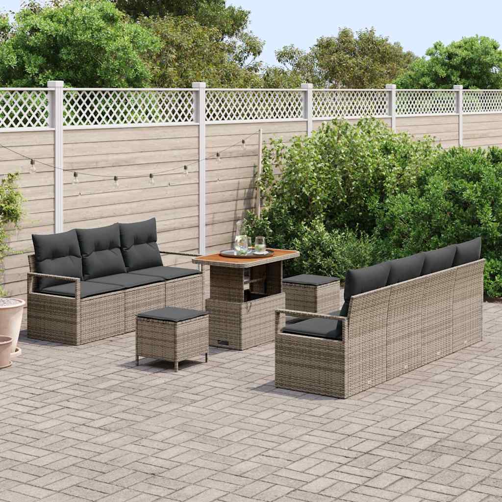 Set Divano da Giardino con cuscino con cuscino 10 pcs Grigio