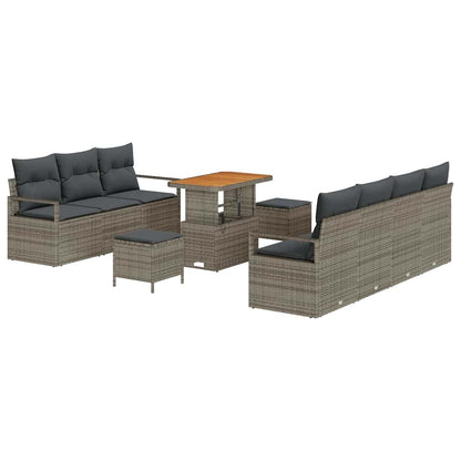 Set Divano da Giardino con cuscino con cuscino 10 pcs Grigio