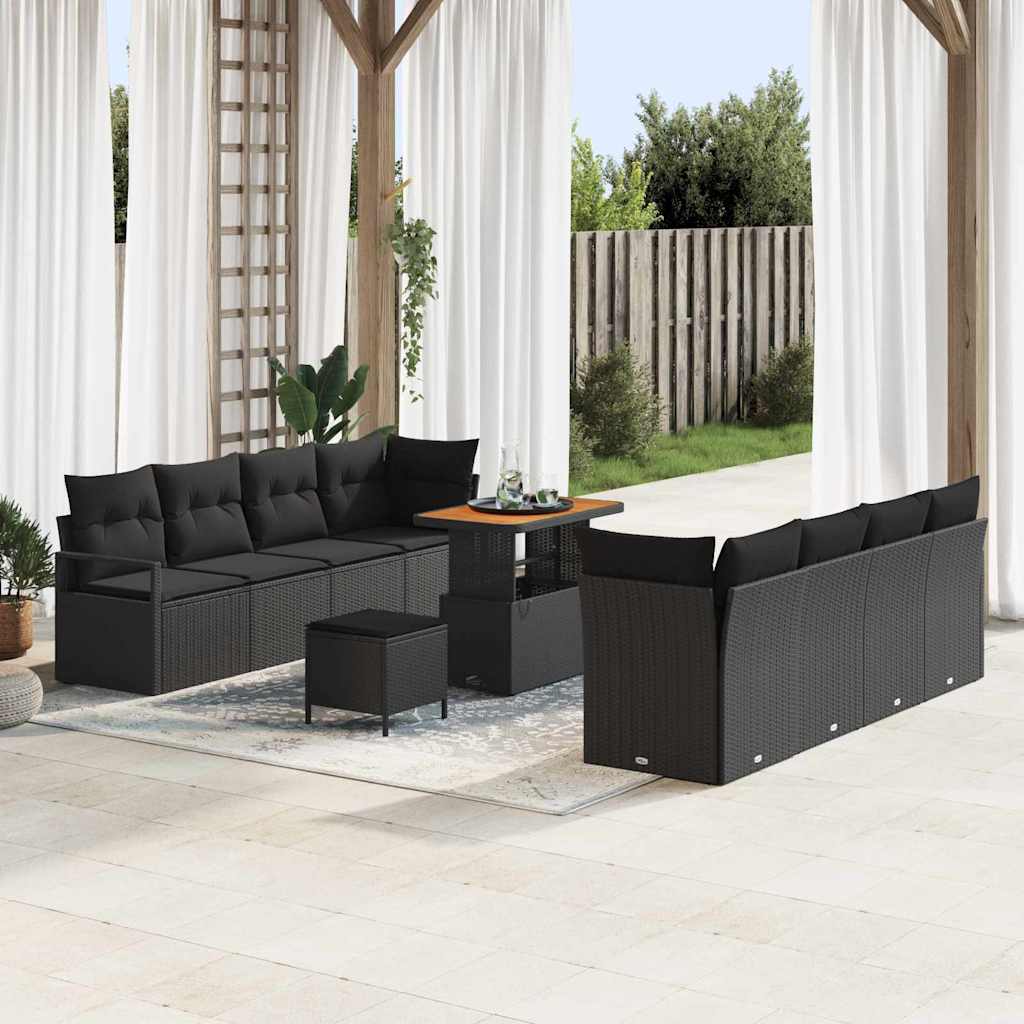 Set Divano da Giardino con cuscino Nero 90 x 55 x 71 cm