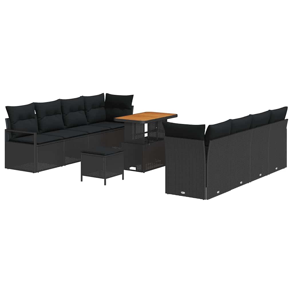 Set Divano da Giardino con cuscino Nero 90 x 55 x 71 cm