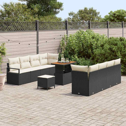 Set Divano da Giardino con cuscino Nero e Crema 90 x 55 x 71 cm