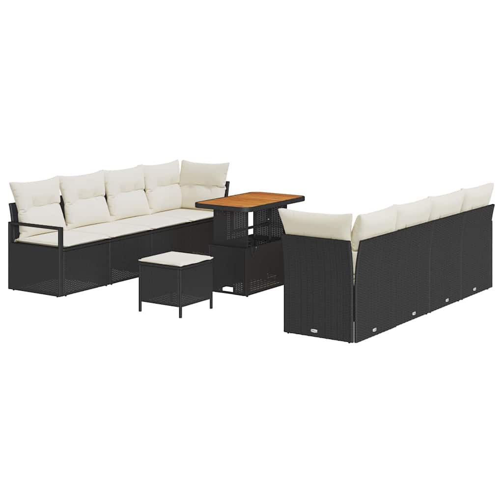 Set Divano da Giardino con cuscino Nero e Crema 90 x 55 x 71 cm