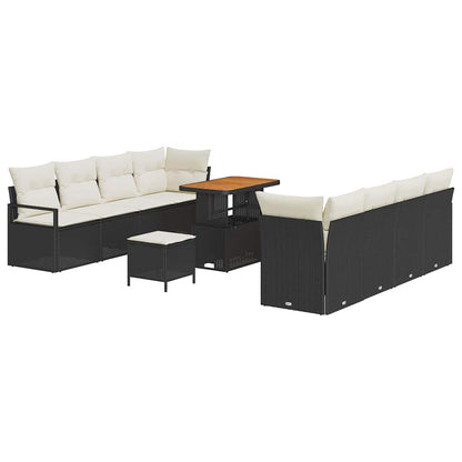 Set Divano da Giardino con cuscino Nero e Crema 90 x 55 x 71 cm