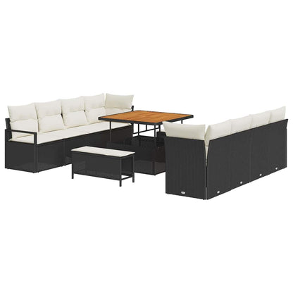 Set Divano da Giardino Nero e Crema 100 x 100 x 71 cm
