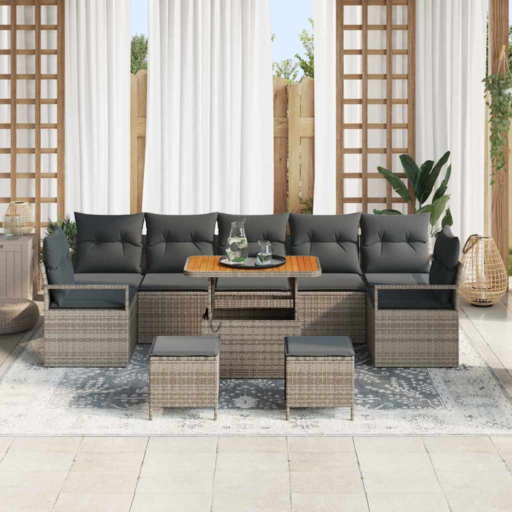 Set Divano da Giardino con cuscino con cuscino 10 pcs Grigio