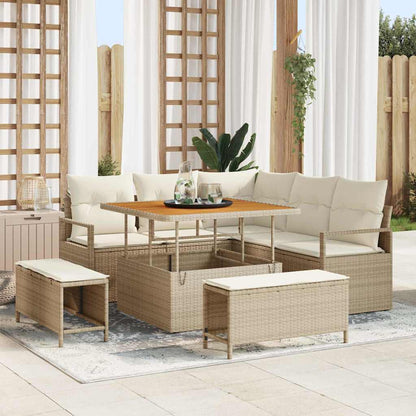 Set Divano da Giardino con cuscino 8 pcs Beige e Crema