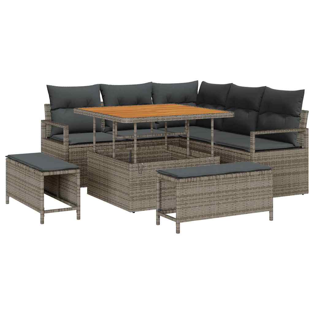 Set Divano da Giardino con cuscino con cuscino 8 pcs Grigio