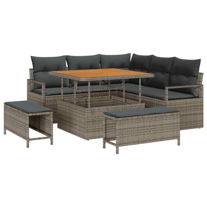 Set Divano da Giardino con cuscino con cuscino 8 pcs Grigio