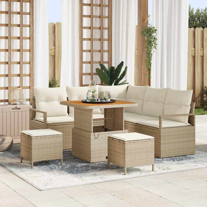 Set Divano da Giardino con cuscino 8 pcs Beige e Crema