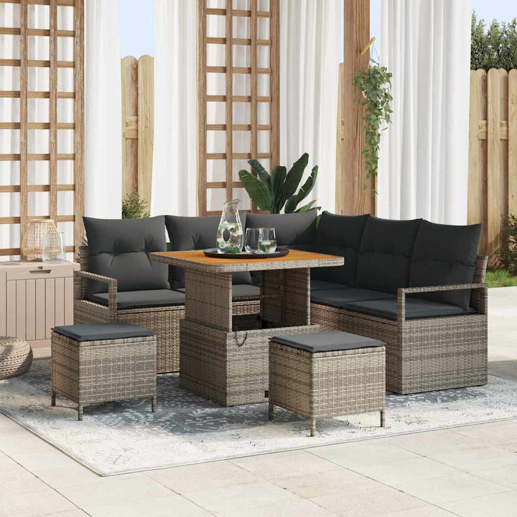 Set Divano da Giardino con cuscino con cuscino 8 pcs Grigio