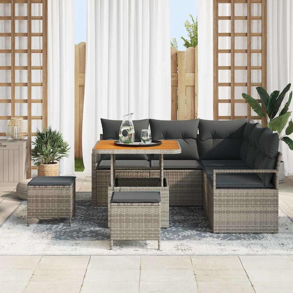 Set Divano da Giardino con cuscino con cuscino 8 pcs Grigio
