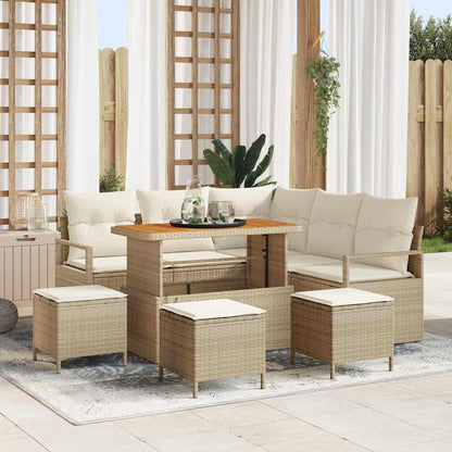 Set Divano da Giardino con cuscino 9 pcs Beige e Crema