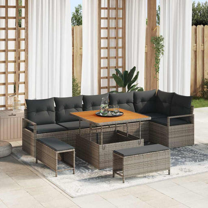 Set Divano da Giardino con cuscino con cuscino 9 pcs Grigio
