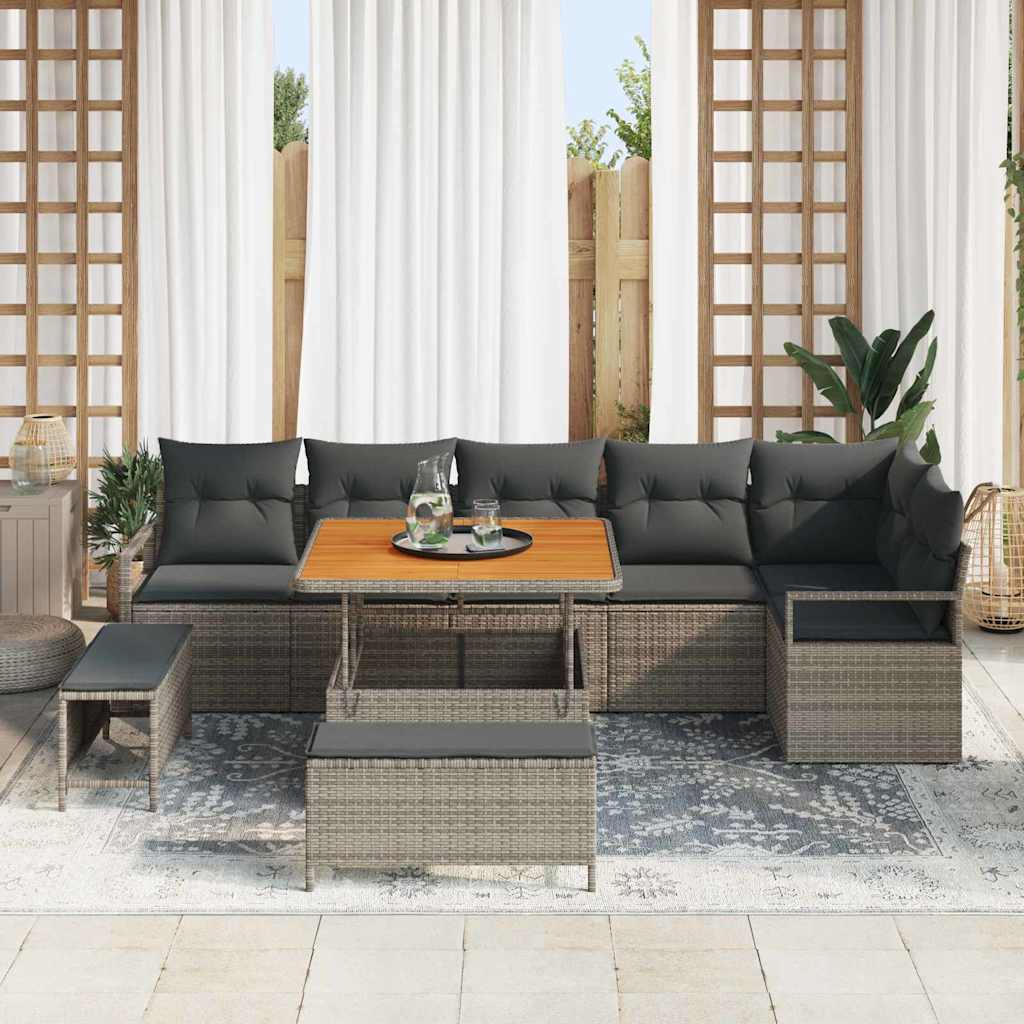 Set Divano da Giardino con cuscino con cuscino 9 pcs Grigio