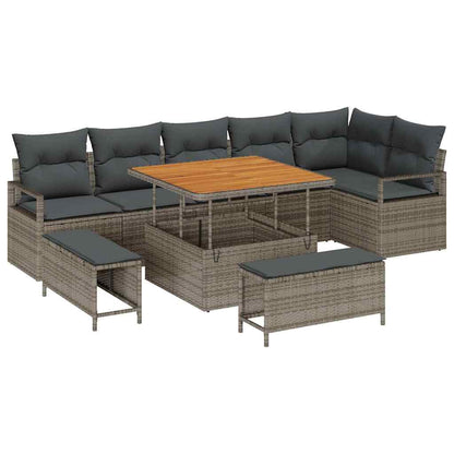 Set Divano da Giardino con cuscino con cuscino 9 pcs Grigio