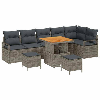 Set Divano da Giardino con cuscino con cuscino 9 pcs Grigio