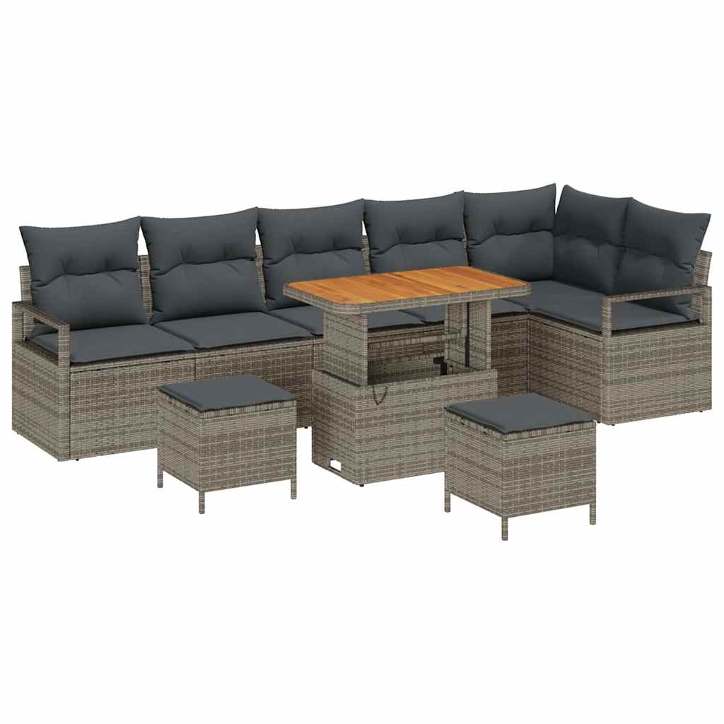 Set Divano da Giardino con cuscino con cuscino 9 pcs Grigio