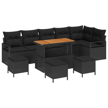 Set Divano da Giardino con cuscino con cuscino 10 pcs Nero