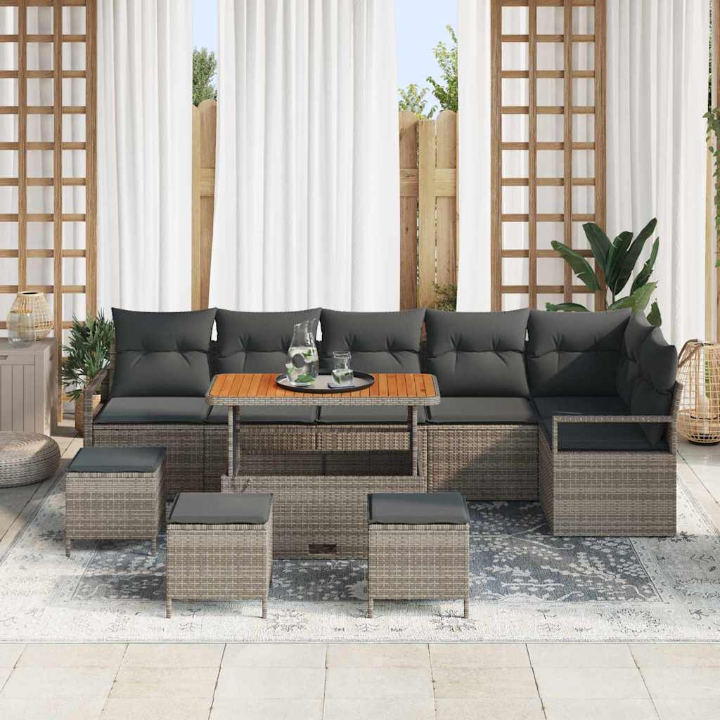 Set Divano da Giardino con cuscino con cuscino 10 pcs Grigio