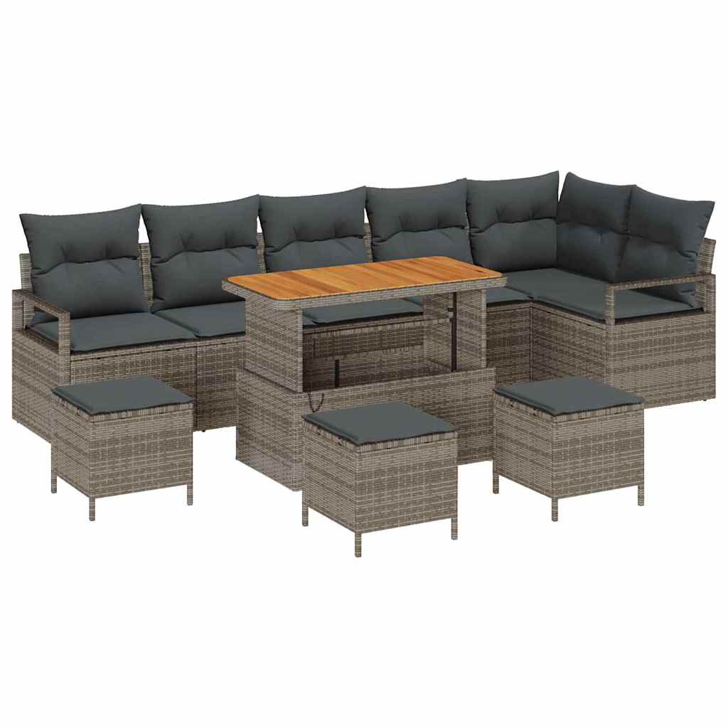 Set Divano da Giardino con cuscino con cuscino 10 pcs Grigio