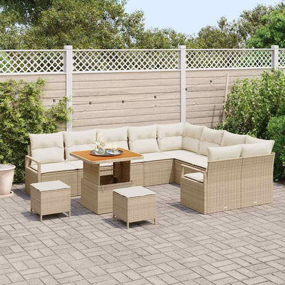 Set Divano da Giardino con cuscino 12 pcs Beige e Crema