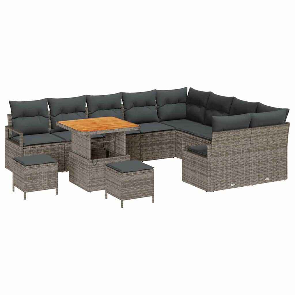 Set Divano da Giardino con cuscino con cuscino 12 pcs Grigio