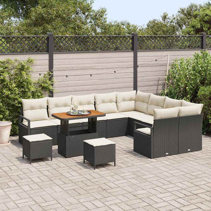 Set Divano da Giardino con cuscino 12 pcs Nero e Crema