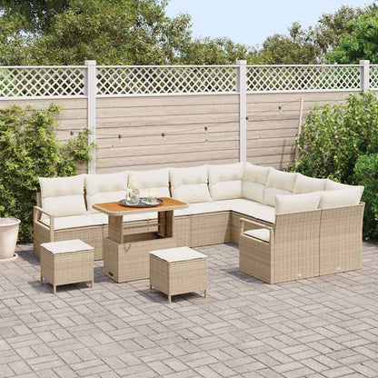Set Divano da Giardino con cuscino 12 pcs Beige e Crema