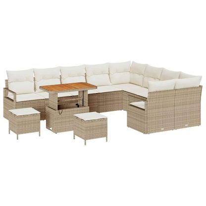 Set Divano da Giardino con cuscino 12 pcs Beige e Crema