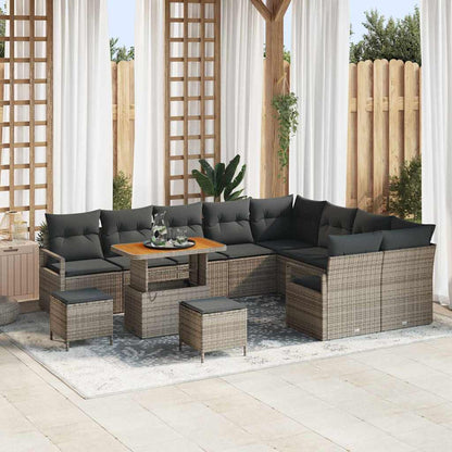 Set Divano da Giardino con cuscino con cuscino 12 pcs Grigio