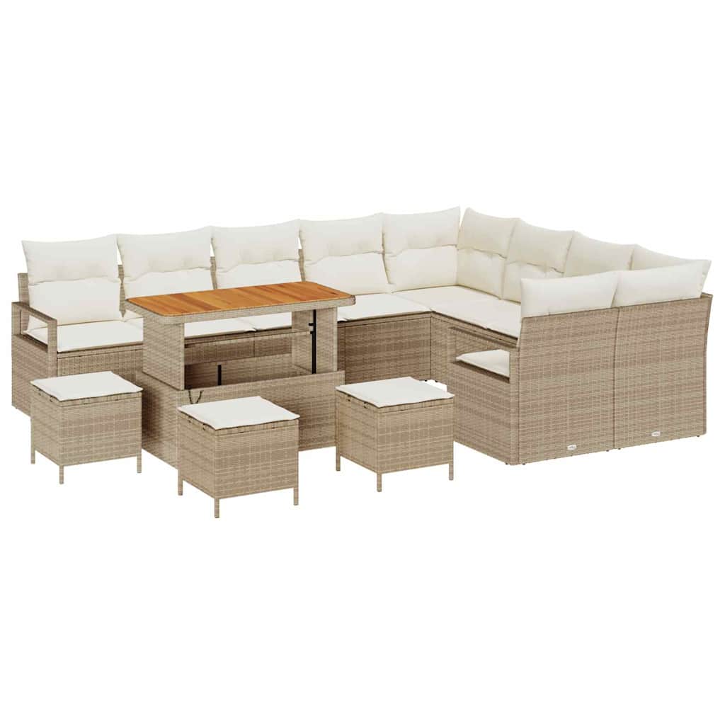 Set Divano da Giardino con cuscino 13 pcs Beige e Crema