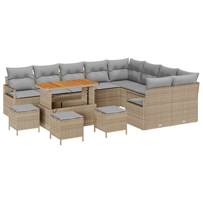 Set Divano da Giardino con cuscino 13 pcs Beige e Grigio Chiaro