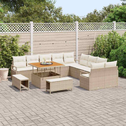 Set Divano da Giardino con cuscino 13 pcs Beige e Crema
