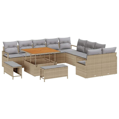 Set Divano da Giardino con cuscino 13 pcs Beige e Grigio Chiaro