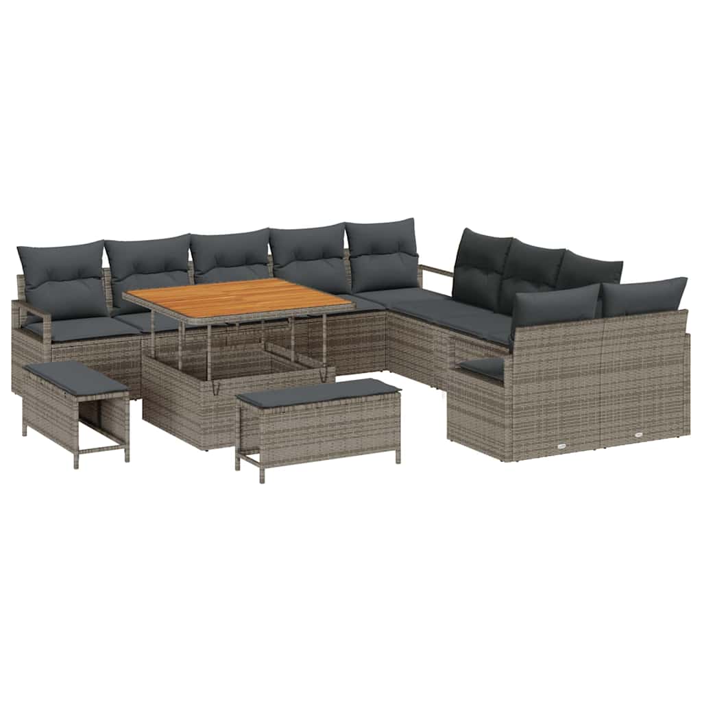 Set Divano da Giardino con cuscino con cuscino 13 pcs Grigio