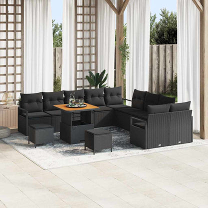 Set Divano da Giardino con cuscino con cuscino 13 pcs Nero