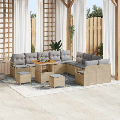 Set Divano da Giardino con cuscino 13 pcs Beige e Grigio Chiaro