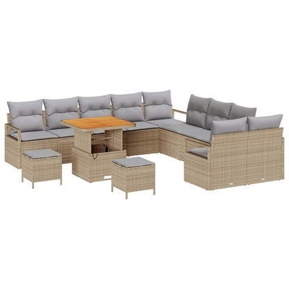 Set Divano da Giardino con cuscino 13 pcs Beige e Grigio Chiaro