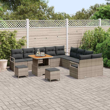 Set Divano da Giardino con cuscino con cuscino 13 pcs Grigio